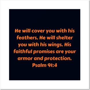 Bible Verse Psalm 91:4 Posters and Art